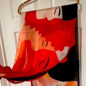 Bundle of two colorful, lightweight YWCA scarves - beautiful